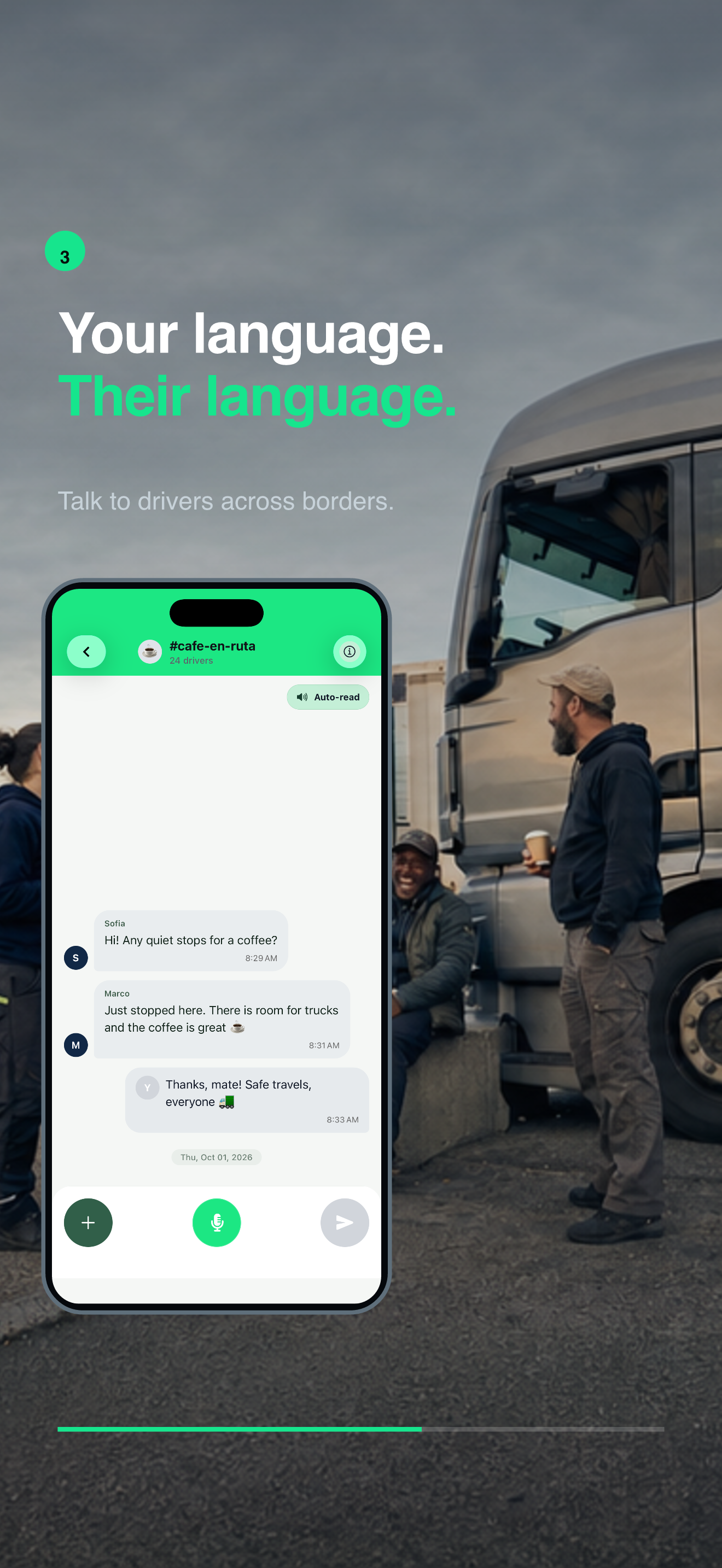 Your Language. Their Language. - Talk to drivers across borders.